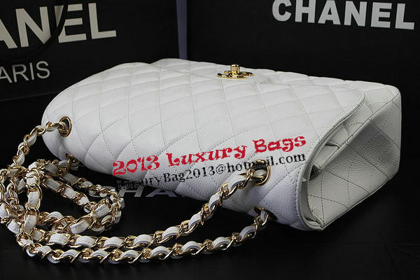 Chanel Classic Flap Bag White Cannage Pattern CF1113 Gold