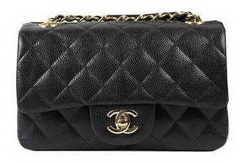 Chanel Classic MINI Flap Bag Black Cannage Pattern CF1119 Gold