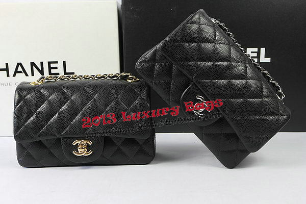 Chanel Classic MINI Flap Bag Black Cannage Pattern CF1119 Gold