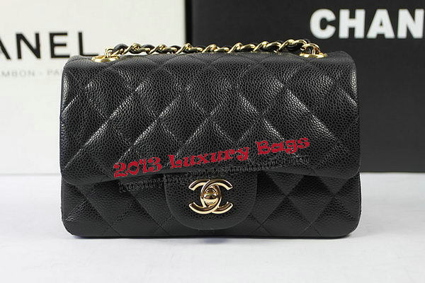 Chanel Classic MINI Flap Bag Black Cannage Pattern CF1119 Gold