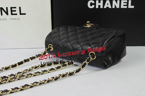 Chanel Classic MINI Flap Bag Black Cannage Pattern CF1119 Gold