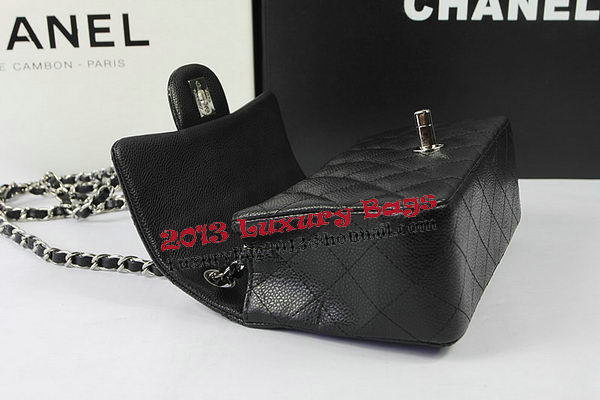 Chanel Classic MINI Flap Bag Black Cannage Pattern CF1119 Silver