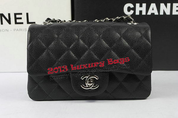 Chanel Classic MINI Flap Bag Black Cannage Pattern CF1119 Silver