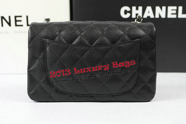 Chanel Classic MINI Flap Bag Black Cannage Pattern CF1119 Silver