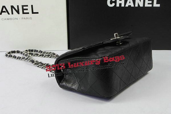 Chanel Classic MINI Flap Bag Black Cannage Pattern CF1119 Silver