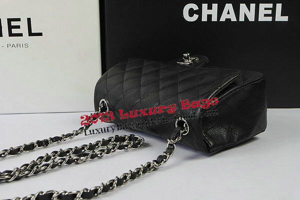 Chanel Classic MINI Flap Bag Black Cannage Pattern CF1119 Silver