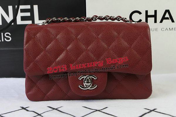 Chanel Classic MINI Flap Bag Burgundy Cannage Pattern CF1119 Silver