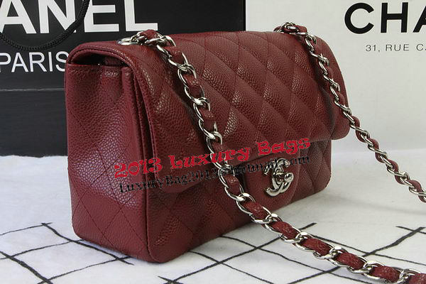 Chanel Classic MINI Flap Bag Burgundy Cannage Pattern CF1119 Silver