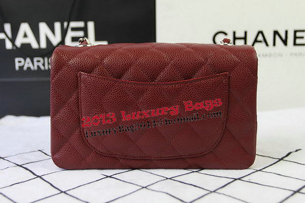 Chanel Classic MINI Flap Bag Burgundy Cannage Pattern CF1119 Silver