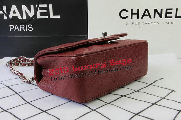 Chanel Classic MINI Flap Bag Burgundy Cannage Pattern CF1119 Silver