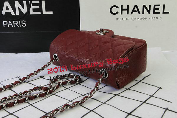 Chanel Classic MINI Flap Bag Burgundy Cannage Pattern CF1119 Silver