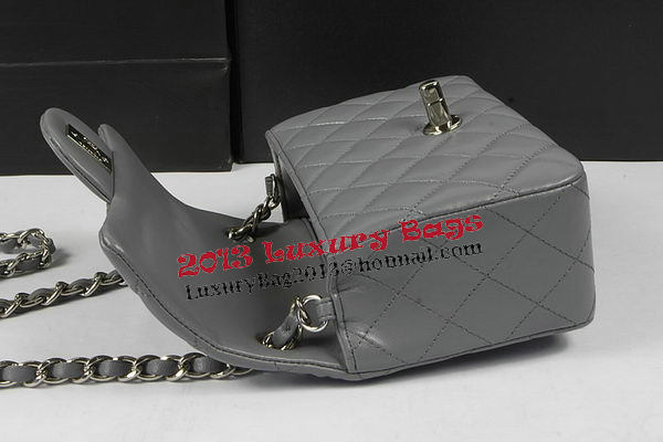 Chanel Classic MINI Flap Bag Grey Original Sheep Leather CF1115 Silver