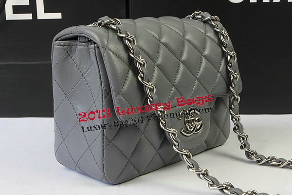 Chanel Classic MINI Flap Bag Grey Original Sheep Leather CF1115 Silver