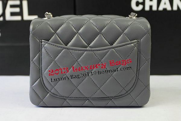 Chanel Classic MINI Flap Bag Grey Original Sheep Leather CF1115 Silver