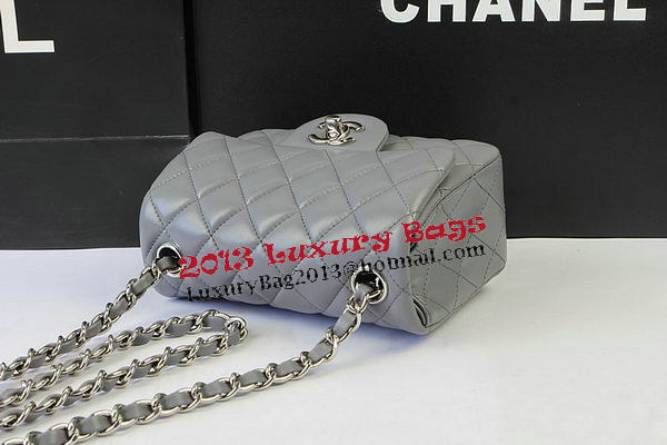 Chanel Classic MINI Flap Bag Grey Original Sheep Leather CF1115 Silver