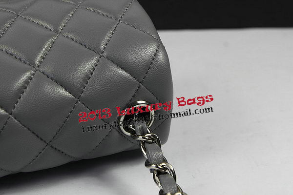 Chanel Classic MINI Flap Bag Grey Original Sheep Leather CF1115 Silver