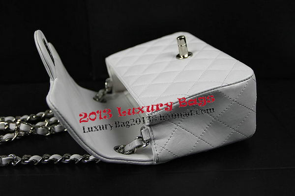 Chanel Classic MINI Flap Bag OffWhite Original Sheep Leather CF1115 Silver