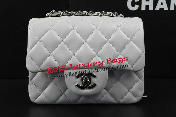 Chanel Classic MINI Flap Bag OffWhite Original Sheep Leather CF1115 Silver