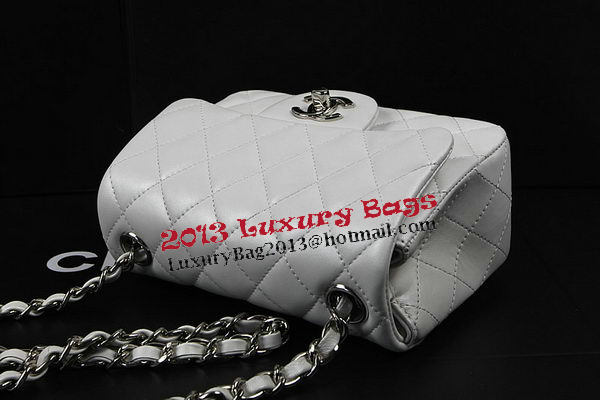 Chanel Classic MINI Flap Bag OffWhite Original Sheep Leather CF1115 Silver