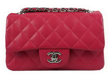 Chanel Classic MINI Flap Bag Rose Cannage Pattern CF1119 Silver