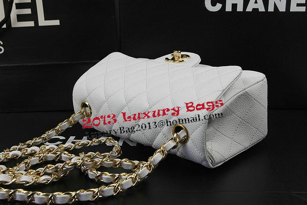 Chanel Classic MINI Flap Bag White Cannage Pattern CF1119 Gold