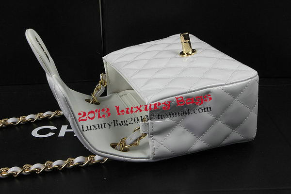 Chanel Classic MINI Flap Bag White Original Patent Leather CF1115 Gold