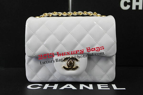 Chanel Classic MINI Flap Bag White Original Patent Leather CF1115 Gold