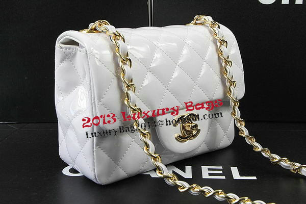 Chanel Classic MINI Flap Bag White Original Patent Leather CF1115 Gold