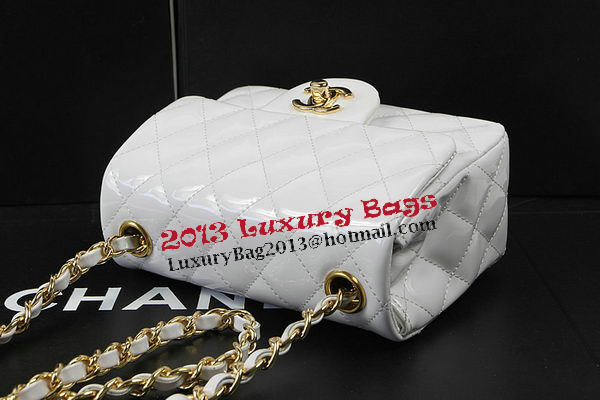 Chanel Classic MINI Flap Bag White Original Patent Leather CF1115 Gold