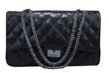 Chanel Glazed Crackled Leather Classic Flap Bag A30225 Black