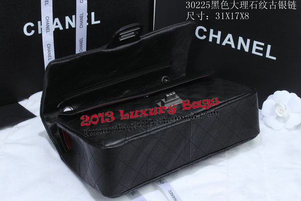 Chanel Glazed Crackled Leather Classic Flap Bag A30225 Black