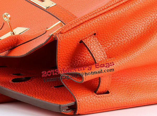 Hermes Birkin 35CM Tote Bags Orange Grainy Leather H-35 Gold