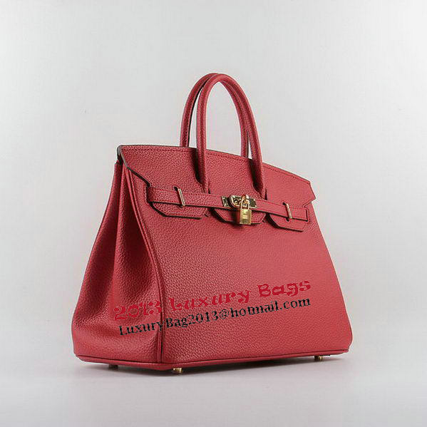 Hermes Birkin 35CM Tote Bags Red Grainy Leather H-35 Gold