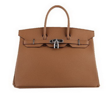 Hermes Birkin 35CM Tote Bags Wheat Grainy Leather H-35 Silver