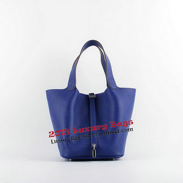 Hermes Picotin Lock MM Bags Clemence Leather H8616 Blue