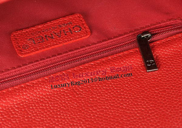 Chanel Boy Flap Shoulder Bags Red Cannage Pattern Leather A67086 Silver