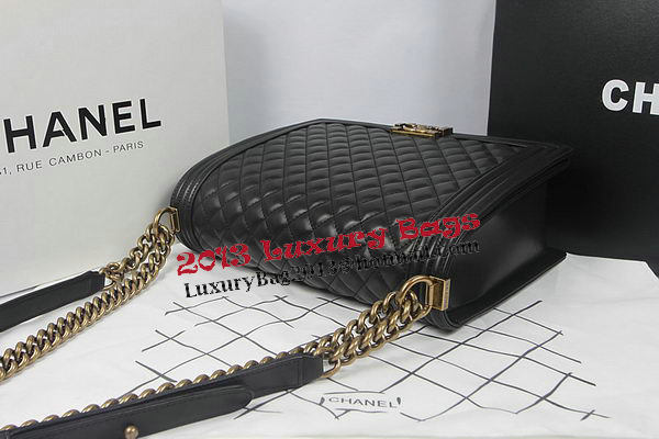 Boy Chanel Flap Shoulder Bag Black Original Sheepskin A67087 Brass