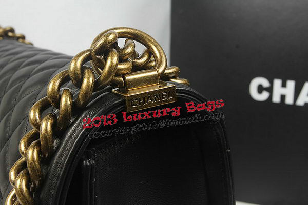 Boy Chanel Flap Shoulder Bag Black Original Sheepskin A67087 Brass