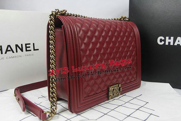 Boy Chanel Flap Shoulder Bag Burgundy Original Sheepskin A67087 Brass