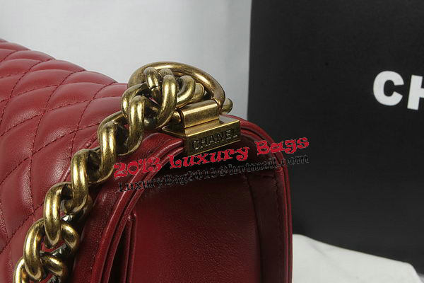 Boy Chanel Flap Shoulder Bag Burgundy Original Sheepskin A67087 Brass