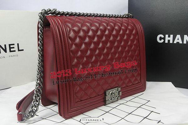 Boy Chanel Flap Shoulder Bag Burgundy Original Sheepskin A67087 Silver