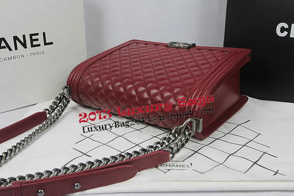 Boy Chanel Flap Shoulder Bag Burgundy Original Sheepskin A67087 Silver