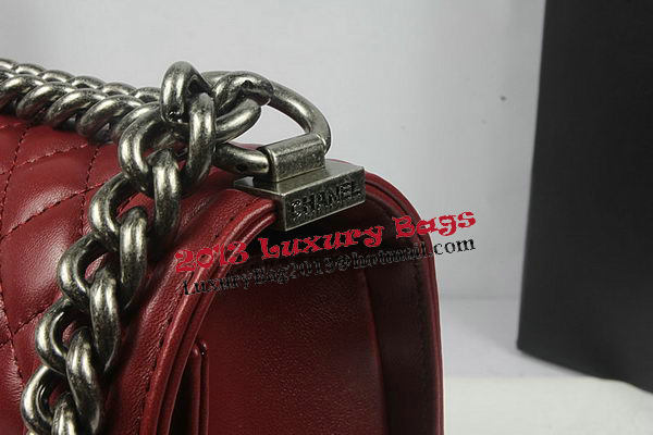 Boy Chanel Flap Shoulder Bag Burgundy Original Sheepskin A67087 Silver