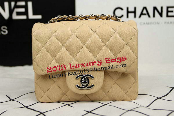 Chanel Classic MINI Flap Bag CF1115 Apricot Cannage Pattern Silver