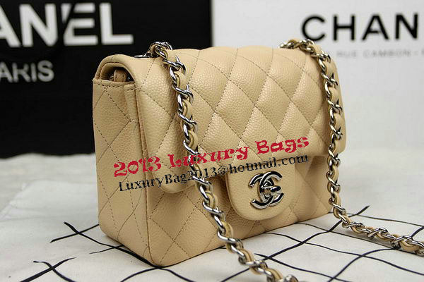 Chanel Classic MINI Flap Bag CF1115 Apricot Cannage Pattern Silver