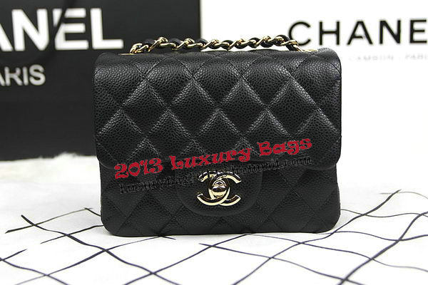 Chanel Classic MINI Flap Bag CF1115 Black Cannage Pattern Gold