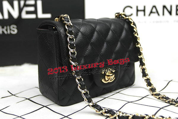 Chanel Classic MINI Flap Bag CF1115 Black Cannage Pattern Gold