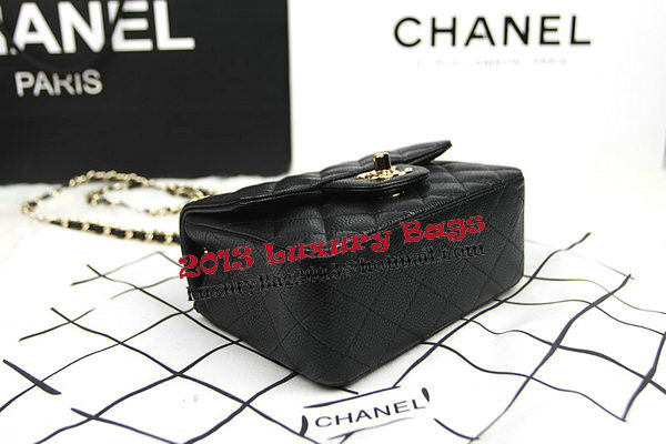 Chanel Classic MINI Flap Bag CF1115 Black Cannage Pattern Gold