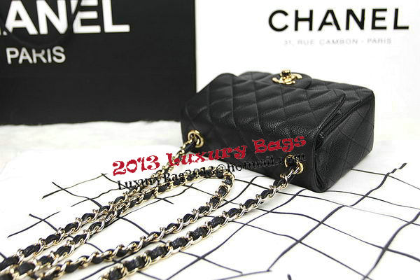 Chanel Classic MINI Flap Bag CF1115 Black Cannage Pattern Gold