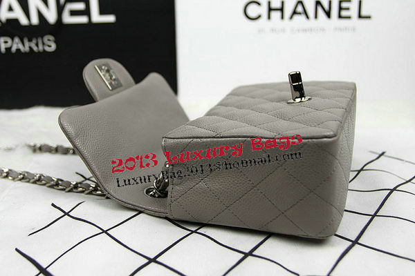 Chanel Classic MINI Flap Bag CF1115 Grey Cannage Pattern Silver